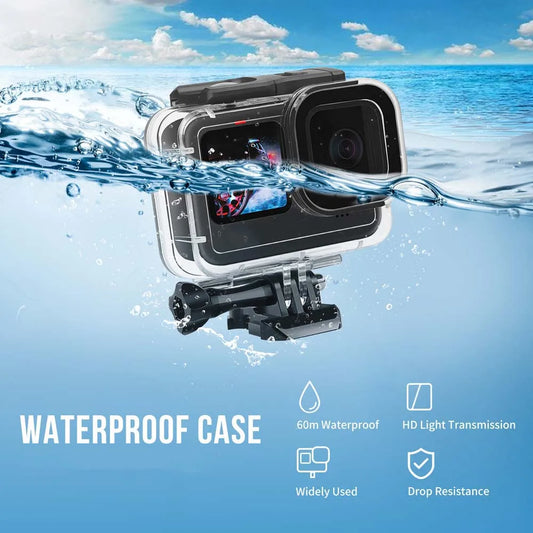 60M Waterproof Case for GoPro Hero 12 11 10 9 Black Protective Diving Underwater Housing Shell Cover Red Purple Color Filter